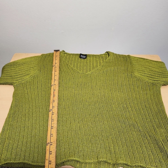 Eileen Fisher Sheen Olive Green 100% Cotton Longsleeve Heavyweight Knit Top L - Picture 9 of 11